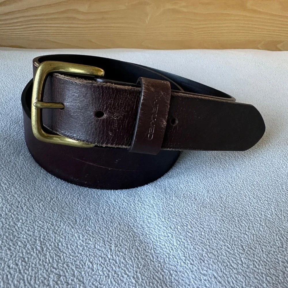 Carhartt Belt Mens 42 Leather‎ Genuine Classic Brass Buckle Brown Workwear